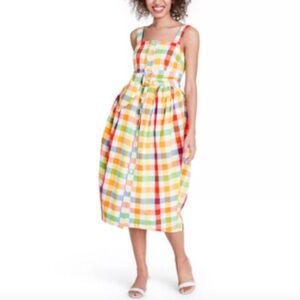 Christopher John Rogers Colorful Checkered Midi Dress -- Please read description